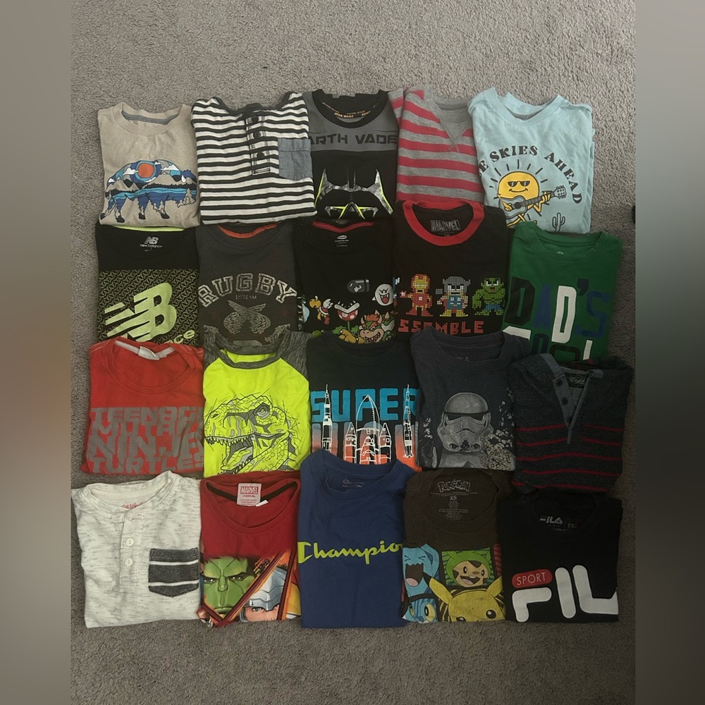 Assorted Graphic T- shirts for Boys Size 6-7. These are my kids clothes.